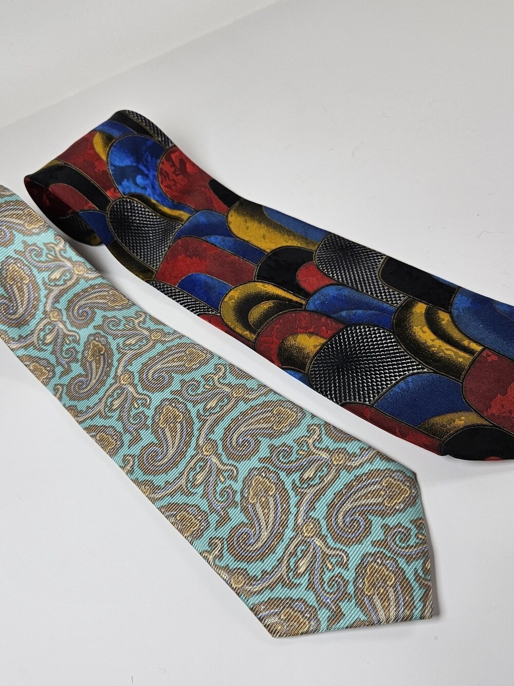 Lot Of 2 Italy Ties Leonardo Strelli Silk Italian Tie Paisley Abstract